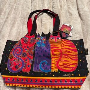 Laurel Burch Multicolor Cat Art Tote - NWT!